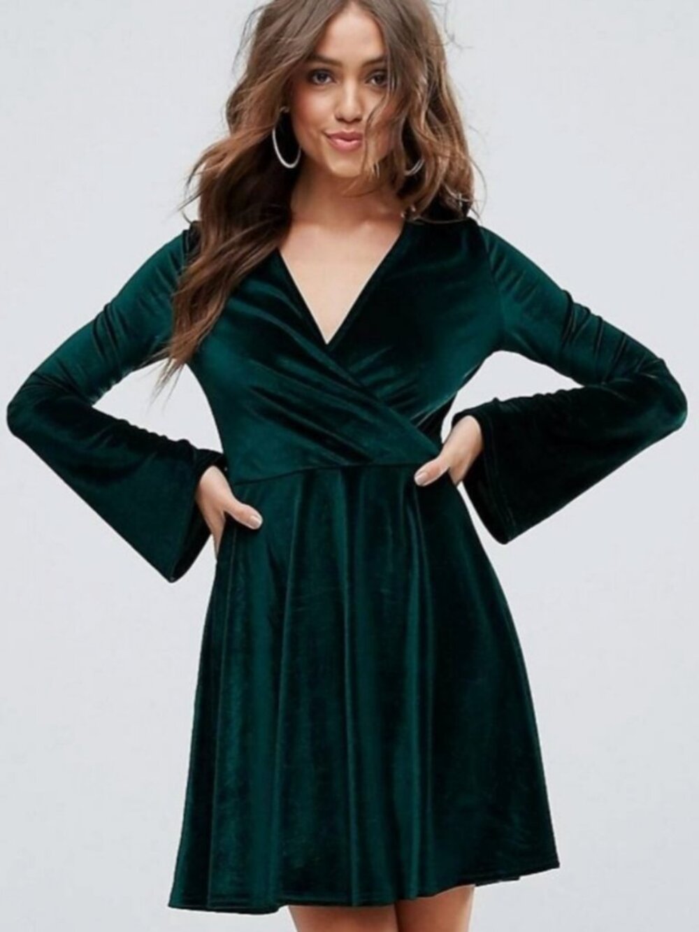Club L London NWT | Green Velvet Wrap Front Mini Dress